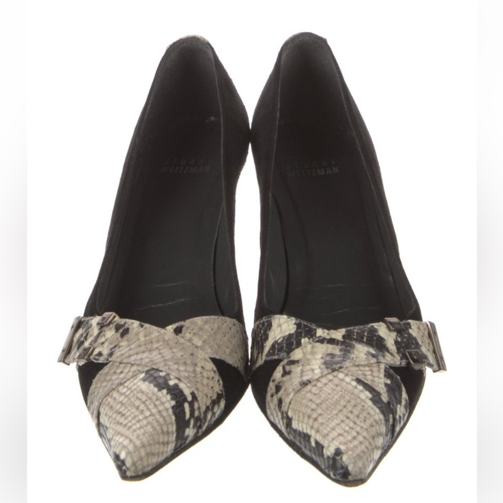 Stuart Weitzman Black and Snakeskin heels